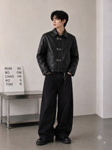 Noir Clasp Leather Jacket