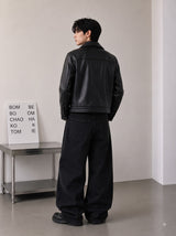 Noir Clasp Leather Jacket