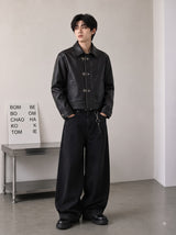 Noir Clasp Leather Jacket