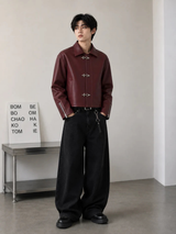 Crimson Clasp Leather Jacket