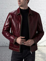 Crimson Reptile Leather Jacket