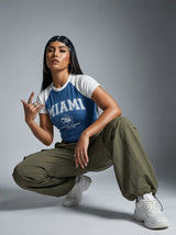 Miami Coast Blue Crop Tee