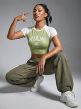 Miami Coast Green Crop Tee