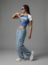 Miami Coast Blue Crop Tee
