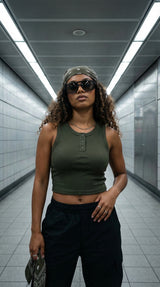 Olive Muse Crop Tank Top
