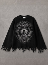 Sacred Bloom Distressed Waffle Knit Tee
