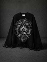 Sacred Bloom Distressed Waffle Knit Tee