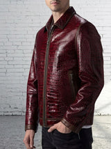Crimson Reptile Leather Jacket