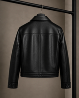 Noir Clasp Leather Jacket