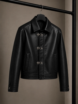 Noir Clasp Leather Jacket
