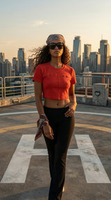 Scarlet Drift Crop Tee